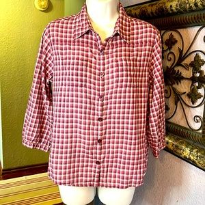 Woolrich Essential Women’s Mulberry Plaid Button Up Cotton Shirt Sz M
